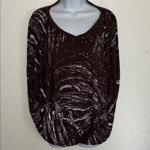 Women's Brown and White Abstract Top